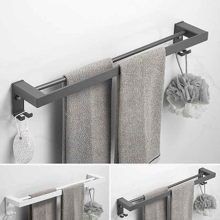 Towel Rack Towel Bar Multifunction Contemporary Modern Aluminum Bathroom 2-tower bar Wall Mounted