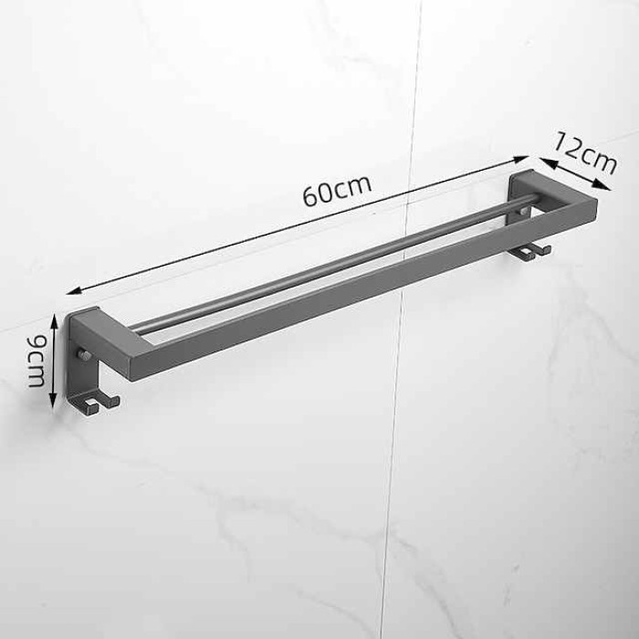 Towel Rack Towel Bar Multifunction Contemporary Modern Aluminum Bathroom 2-tower bar Wall Mounted