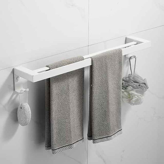 Towel Rack Towel Bar Multifunction Contemporary Modern Aluminum Bathroom 2-tower bar Wall Mounted