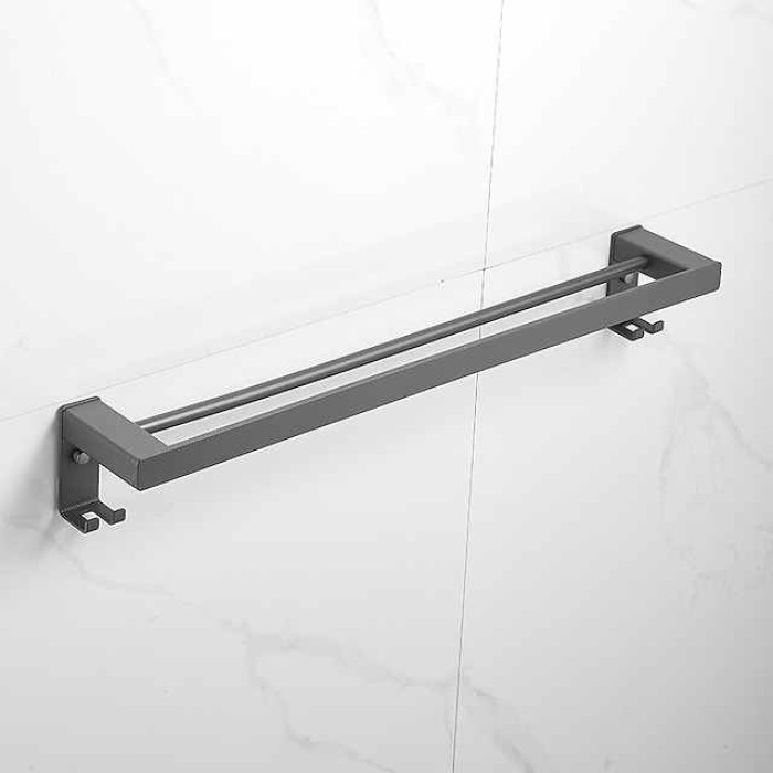 Towel Rack Towel Bar Multifunction Contemporary Modern Aluminum Bathroom 2-tower bar Wall Mounted