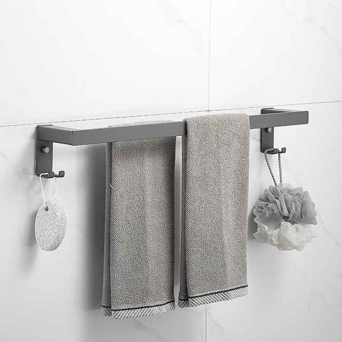 Towel Rack Towel Bar Multifunction Contemporary Modern Aluminum Bathroom 2-tower bar Wall Mounted