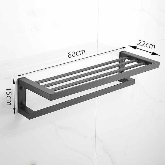 Towel Rack Towel Bar Bathroom Shelf Multilayer  Multifunction Contemporary Modern Aluminum 1PC - Bathroom Double Wall Mounted