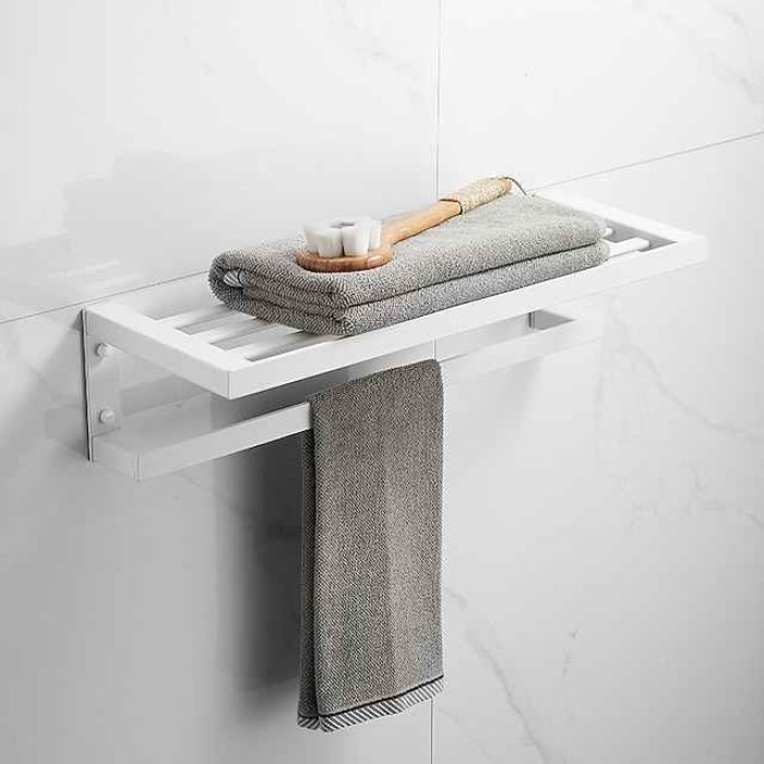 Towel Rack Towel Bar Bathroom Shelf Multilayer  Multifunction Contemporary Modern Aluminum 1PC - Bathroom Double Wall Mounted