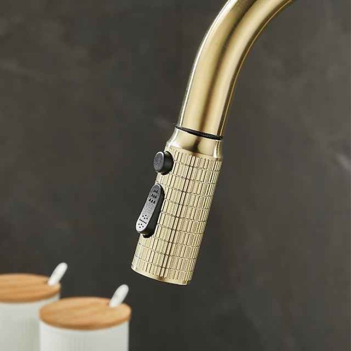 Kitchen Faucet Pull Out Sink Mixer Vessel Tap with 3 Mode Spout, 360 Degree Rotate Single Handle with Cold and Hot Hose