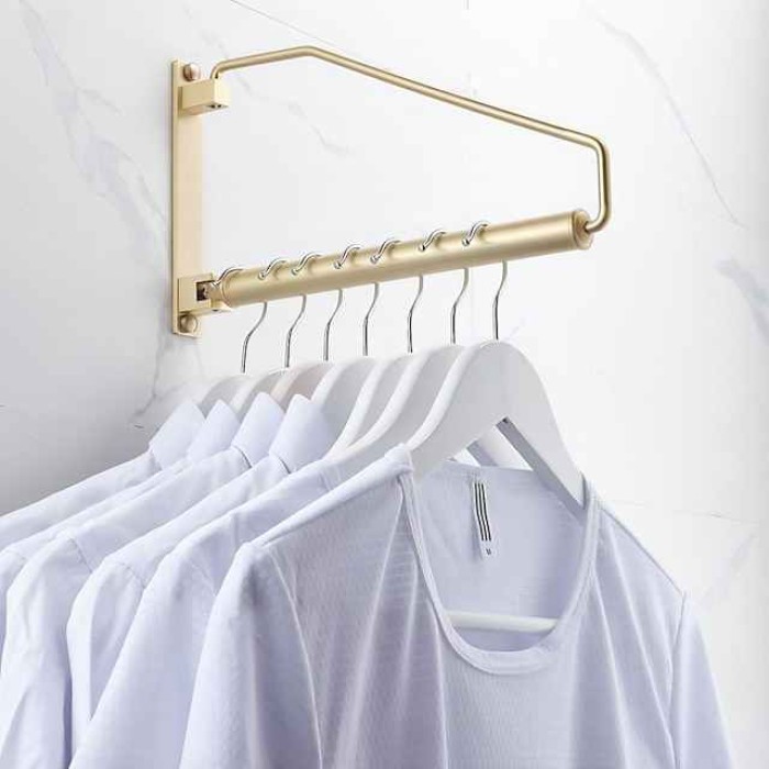 Towel Rack Towel Holder Towel Bar Foldable Creative Modern Brass 1PC Single Wall Mounted