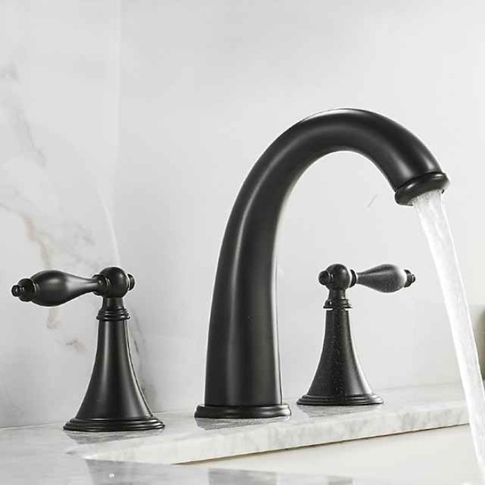 Widespread Bathroom Faucet Sink Mixer Basin Taps, Twin Handle Vessel Tap with Cold and Hot Hose