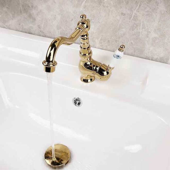 Bathroom Faucet Sink Mixer Basin Taps with Cold and Hot Hose, Deck Mounted Vessel Tap