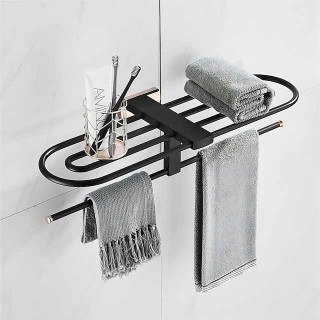 Towel Rack Bathroom Shelf Multilayer Cool New Design Modern Country Brass 1PC Double Wall Mounted