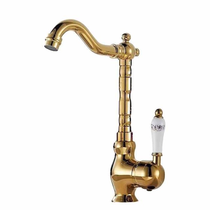 Traditional Kitchen Sink Mixer Faucet with Cold and Hot Hose, Vessel Taps Single Handle