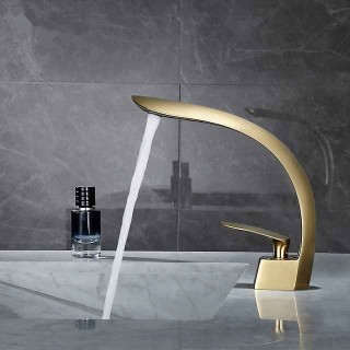 Bathroom Sink Mixer Faucet Single Hole Basin Taps with Cold and Hot Hose Washroom Taps Golden Chrome Grey