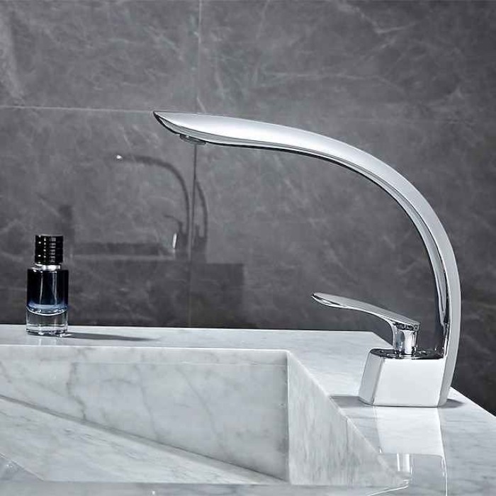 Bathroom Sink Mixer Faucet Single Hole Basin Taps with Cold and Hot Hose Washroom Taps Golden Chrome Grey