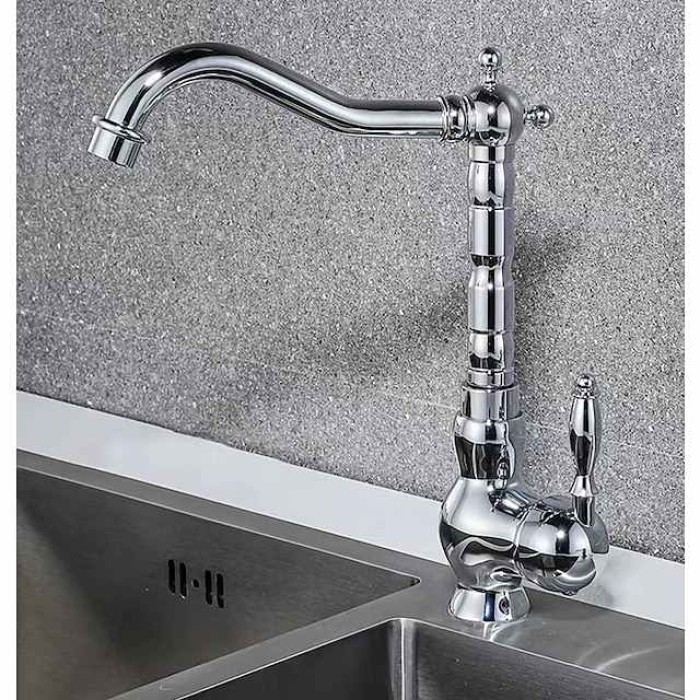 Kitchen Faucet Sink Mixer Taps, Single Hanld 360 Degree Swivel Vessel Tap with Cold and Hot Hose