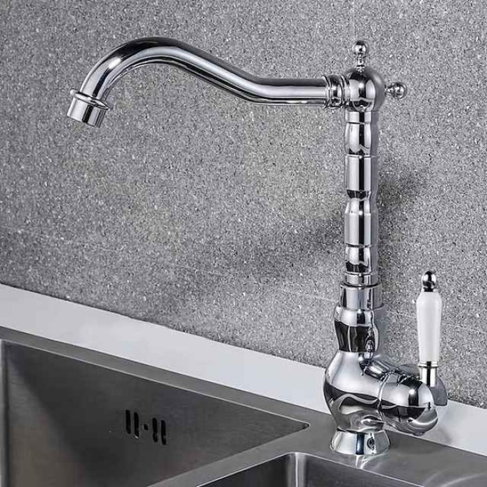 Kitchen Faucet Sink Mixer Taps, Single Hanld 360 Degree Swivel Vessel Tap with Cold and Hot Hose