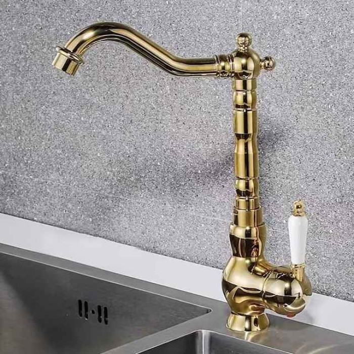 Kitchen Faucet Sink Mixer Taps, Single Hanld 360 Degree Swivel Vessel Tap with Cold and Hot Hose