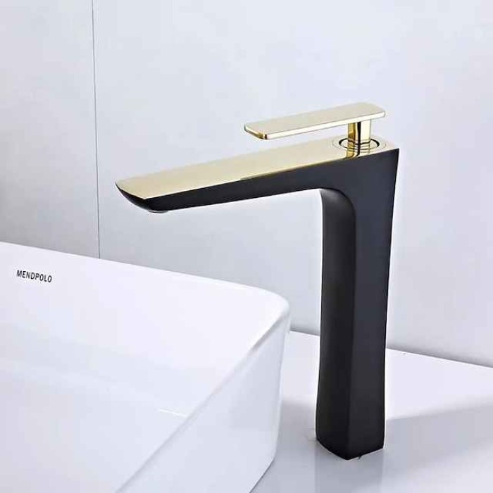 Bathroom Sink Mixer Faucet, Monobloc Basin Tap Washroom with Cold and Hot Hose