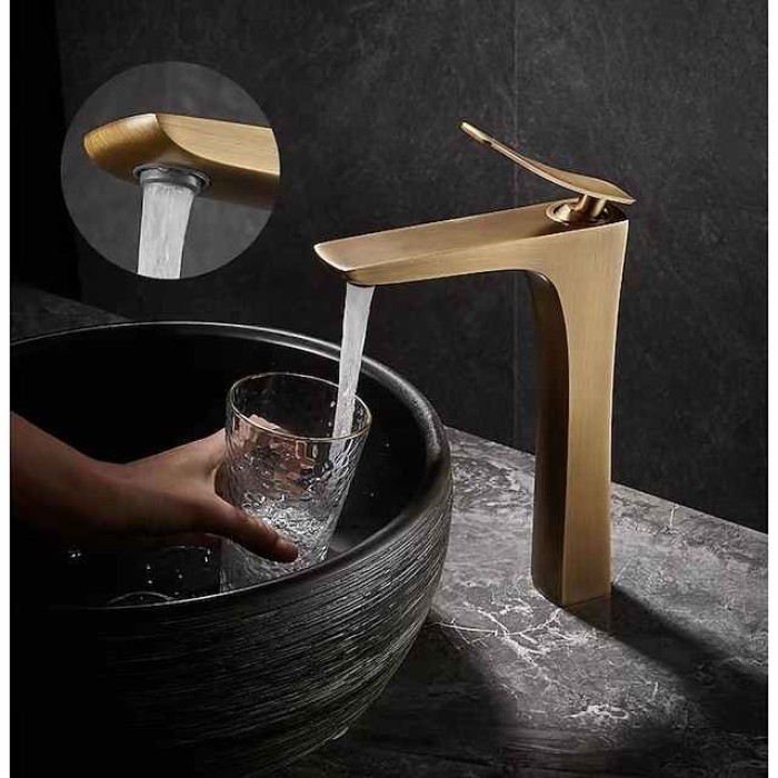 Bathroom Sink Mixer Faucet, Monobloc Basin Tap Washroom with Cold and Hot Hose