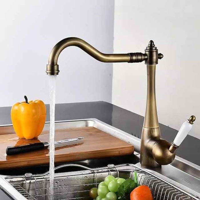 Kitchen faucet - Single Handle One Hole Electroplated Standard Spout Centerset Retro Vintage / Minimalist Kitchen Taps