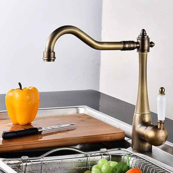 Kitchen faucet - Single Handle One Hole Electroplated Standard Spout Centerset Retro Vintage / Minimalist Kitchen Taps