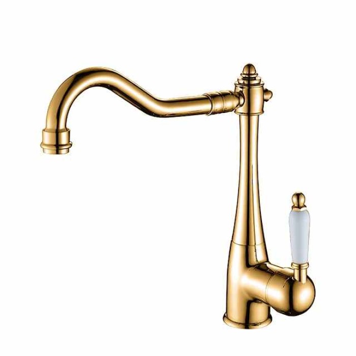 Kitchen faucet - Single Handle One Hole Electroplated Standard Spout Centerset Retro Vintage / Minimalist Kitchen Taps