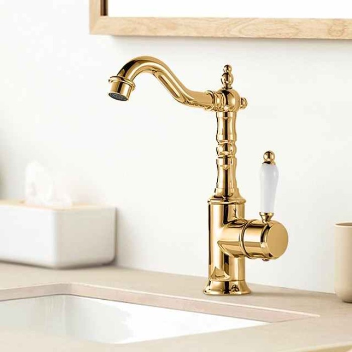 Kitchen faucet - Single Handle One Hole Electroplated Standard Spout Centerset Retro Vintage / Minimalist Kitchen Taps