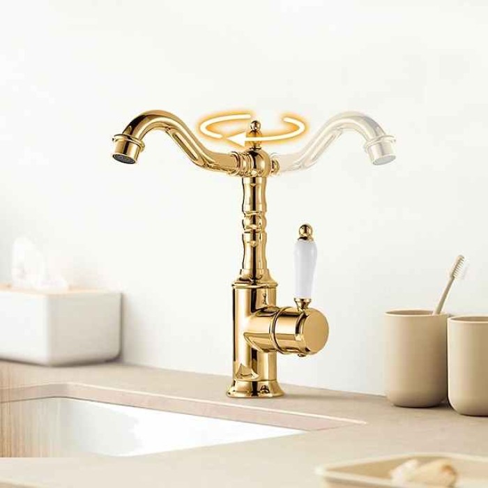 Kitchen faucet - Single Handle One Hole Electroplated Standard Spout Centerset Retro Vintage / Minimalist Kitchen Taps