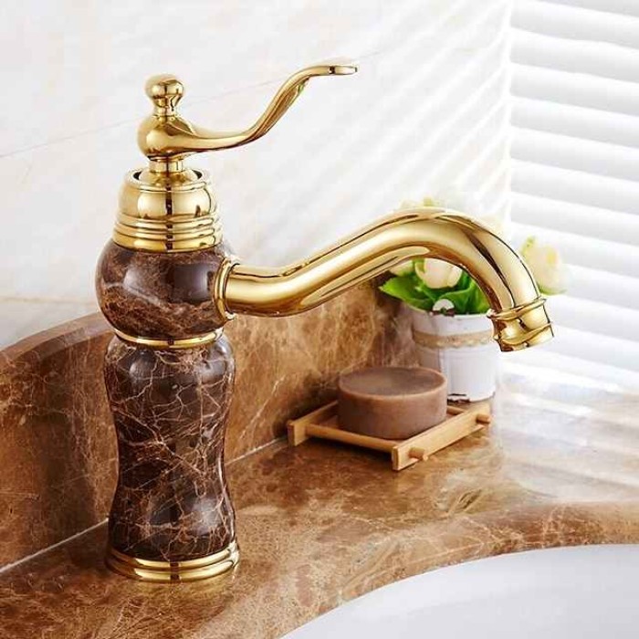 Bathroom Sink Faucet - Classic Electroplated Centerset Single Handle One HoleBath Taps