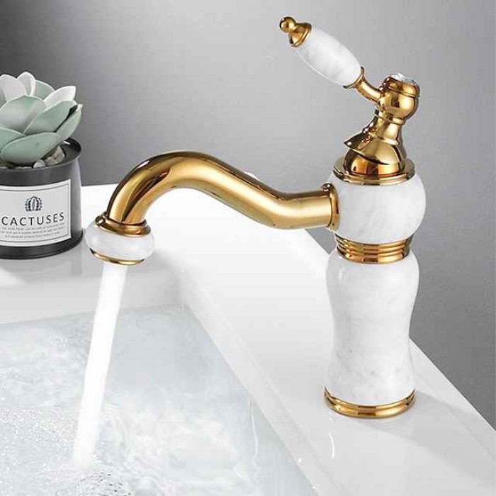 Bathroom Sink Faucet Mixer Basin Tap, Brass Single Handle with Hot and Cold Hose, Classic Electroplated Centerset Single Handle One HoleBath Taps