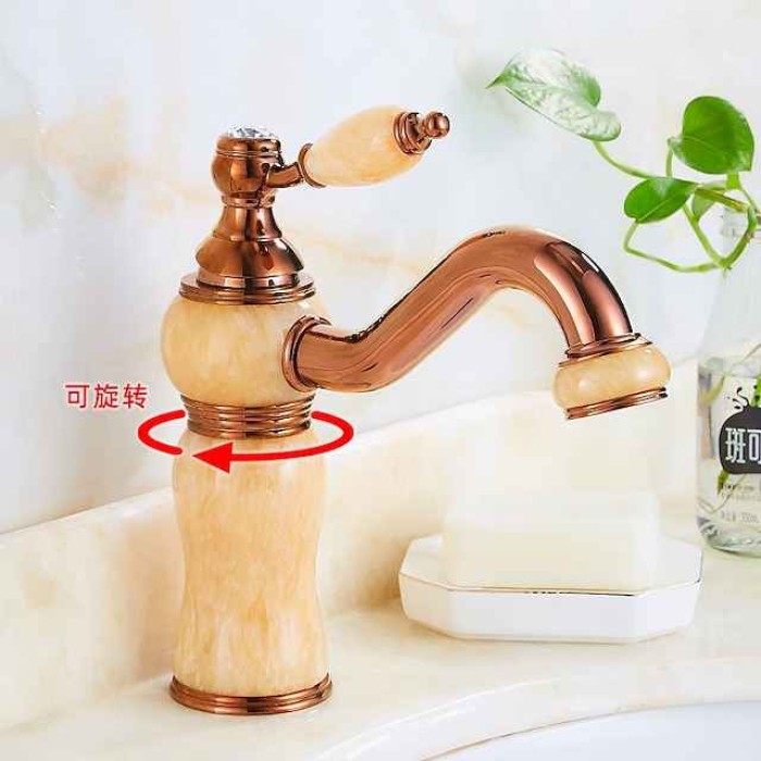 Bathroom Sink Faucet Mixer Basin Tap, Brass Single Handle with Hot and Cold Hose, Classic Electroplated Centerset Single Handle One HoleBath Taps