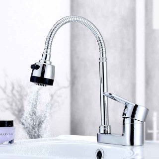 Bathroom Sink Faucet  Mixer Basin Tap，Brass Single Handle with Hot and Cold Hose，Classic Chrome Centerset Single Handle Two HolesBath Taps