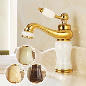 Widespread Bathroom Sink  Mixer Faucet - Electroplated Centerset Handle One HoleBath Taps, Brass Basin Taps Single Handle with Hot and Cold Hose