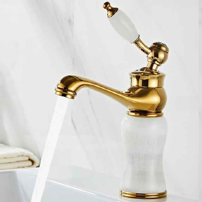 Bathroom Sink Faucet - Widespread Electroplated Centerset Single Handle One HoleBath Taps