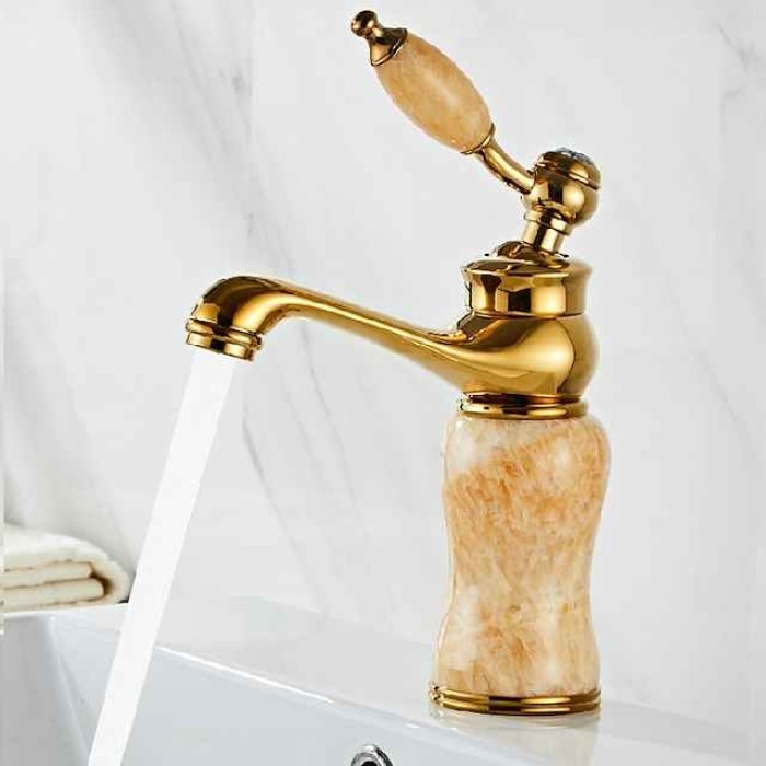 Bathroom Sink Faucet - Widespread Electroplated Centerset Single Handle One HoleBath Taps