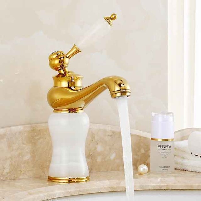 Bathroom Sink Faucet - Widespread Electroplated Centerset Single Handle One HoleBath Taps