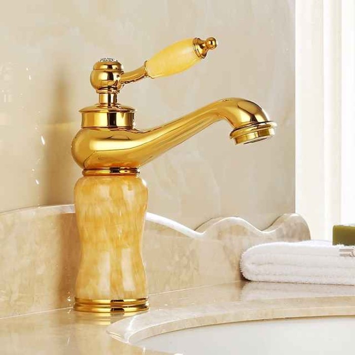 Bathroom Sink Faucet - Widespread Electroplated Centerset Single Handle One HoleBath Taps