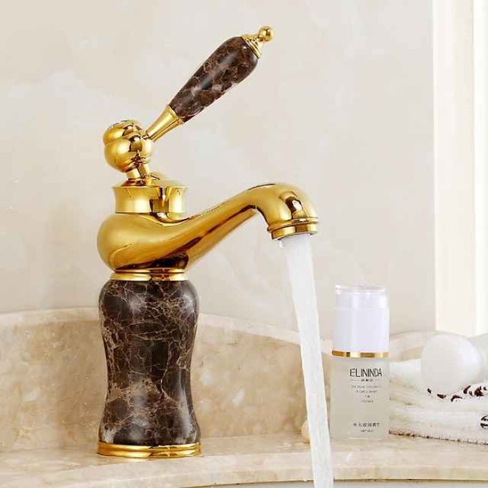 Bathroom Sink Faucet - Widespread Electroplated Centerset Single Handle One HoleBath Taps