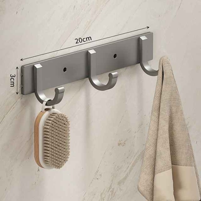 Black Space Aluminum Clothes Hook Towel Hook Bathroom Kitchen Row Hook Clothes Hook Hat Hook No Punching