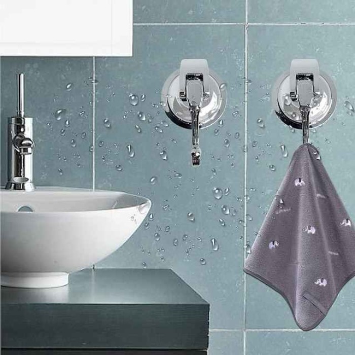 Suction Cup Hooks Heavy Duty Vacuum Suction Shower Hooks Glass Suction Cup Hooks Bathroom Robe Hooks Reusable, No Hole Punched, for Garland Decoration