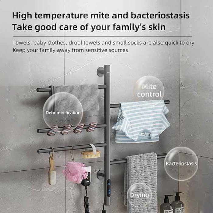 Electric Towel Warmers Radiator, Wall-Mounted & Freestanding Heated Towel Drying Rack, 304 Stainless Steel Heated Towel Rail for Bathroom