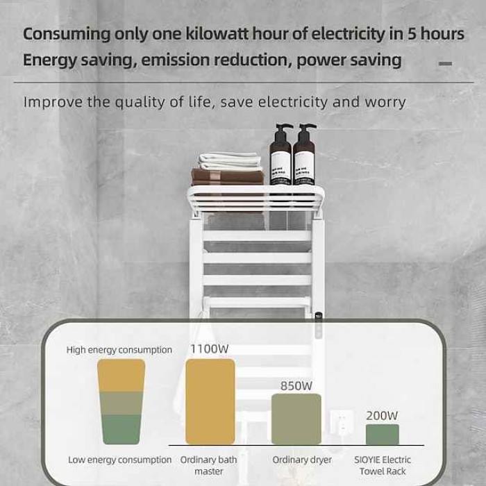 Electric Towel Warmers Radiator, Wall-Mounted & Freestanding Heated Towel Drying Rack, Aluminum Alloy Heated Towel Rail for Bathroom
