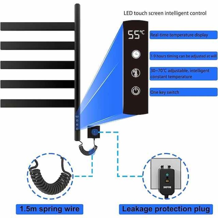 Electric Towel Warmers Radiator, Wall-Mounted  Electric Towel Rack, 180° Rotation Smart Constant Temperature Towel Warmer, Heated Radiator Bathroom Accessories, Electric Towel Dryer