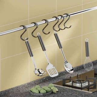 Space Aluminum Punch Free Hook S-Shaped Hook Kitchen Door Rear Hook Storage Hook Household Single Hook Sausage Cured Meat Drying