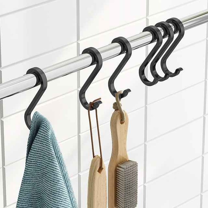 Space Aluminum Punch Free Hook S-Shaped Hook Kitchen Door Rear Hook Storage Hook Household Single Hook Sausage Cured Meat Drying