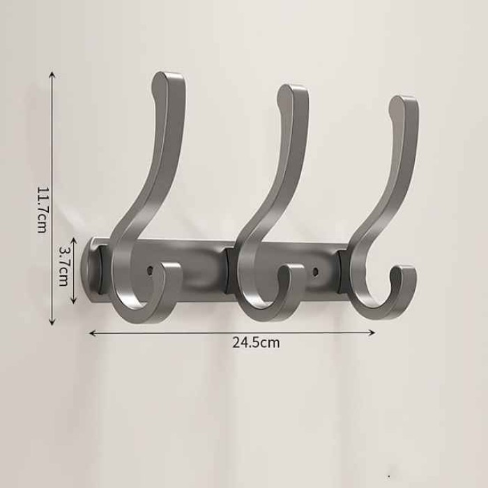 Black Space Aluminum Clothes Hook Towel Hook Bathroom Kitchen Row Hook Clothes Hook Hat Hook No Punching