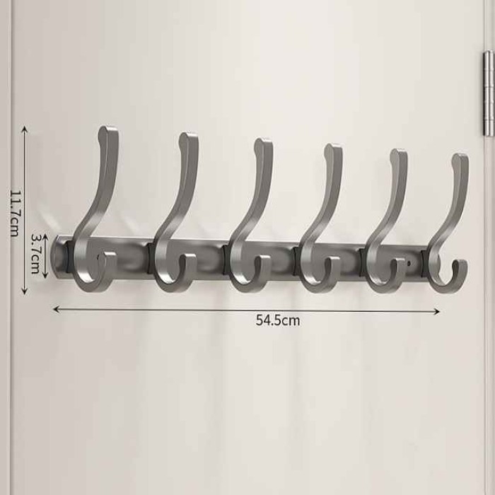 Black Space Aluminum Clothes Hook Towel Hook Bathroom Kitchen Row Hook Clothes Hook Hat Hook No Punching