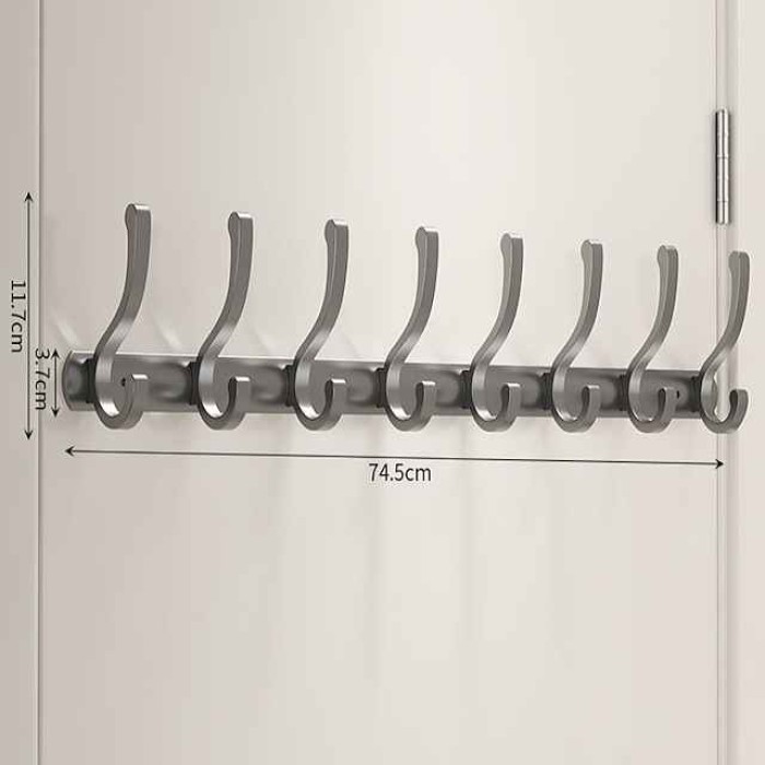 Black Space Aluminum Clothes Hook Towel Hook Bathroom Kitchen Row Hook Clothes Hook Hat Hook No Punching