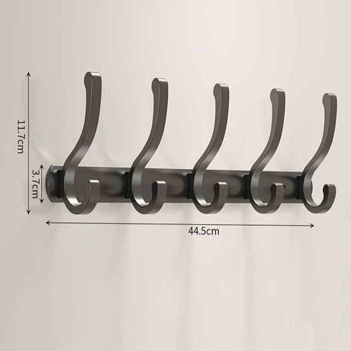 Black Space Aluminum Clothes Hook Towel Hook Bathroom Kitchen Row Hook Clothes Hook Hat Hook No Punching