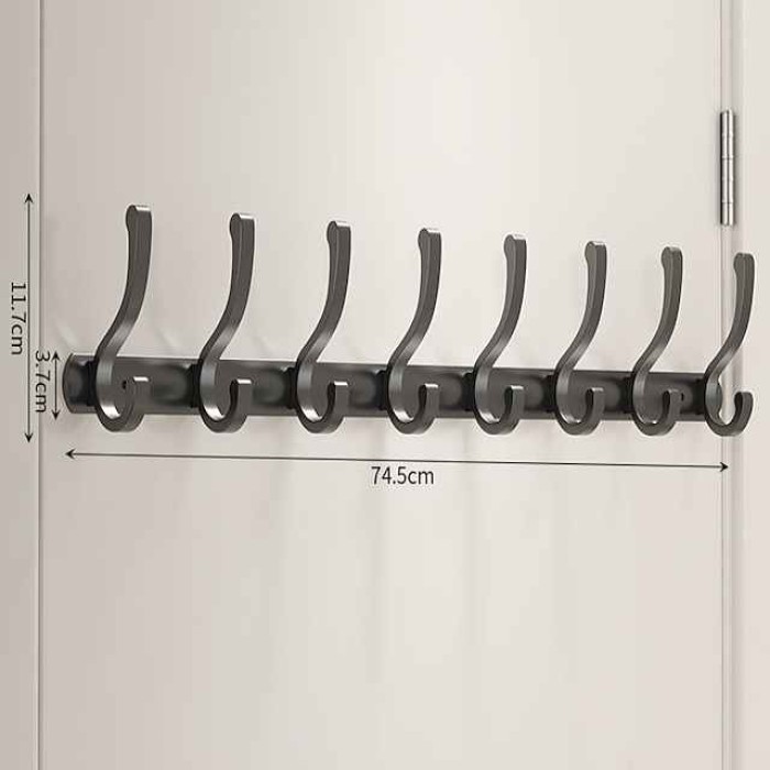 Black Space Aluminum Clothes Hook Towel Hook Bathroom Kitchen Row Hook Clothes Hook Hat Hook No Punching