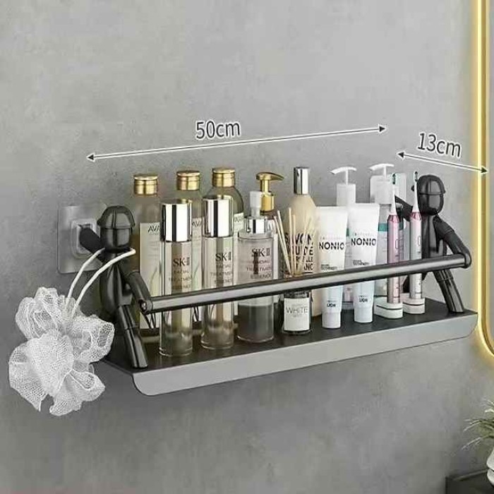 Non Punching Kitchen Small Person Wall Mounted Stainless Steel Storage Rack For Household Dormitory Cosmetics Desktop Kitchen Storage Rack