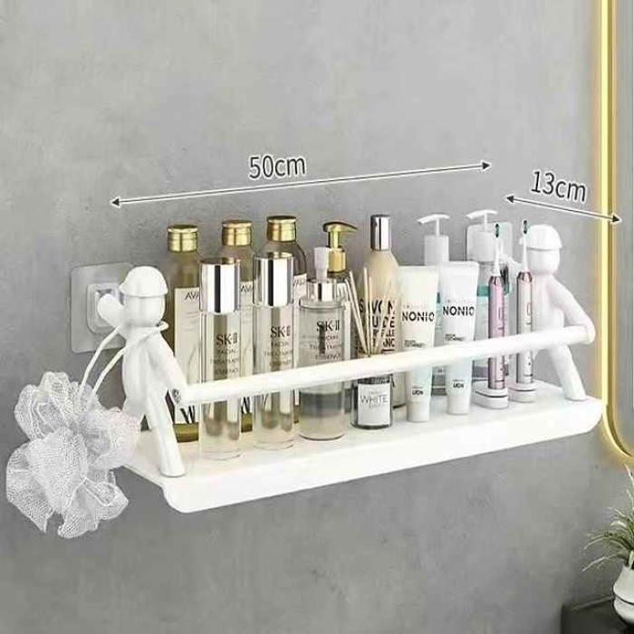 Non Punching Kitchen Small Person Wall Mounted Stainless Steel Storage Rack For Household Dormitory Cosmetics Desktop Kitchen Storage Rack