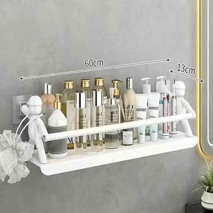 Non Punching Kitchen Small Person Wall Mounted Stainless Steel Storage Rack For Household Dormitory Cosmetics Desktop Kitchen Storage Rack